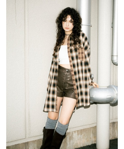 EGOIST(エゴイスト)の「2パターンチェックオーバーシャツ(シャツ/ブラウス・レディース・ブラック/ベージュ・FREE)」の18枚目の写真