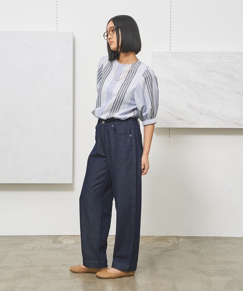 J.PRESS YORK STREET(ジェイプレスヨークストリート)の「【WOMEN】ソフトワイドデニム パンツ(デニムパンツ・レディース・ネイビー系/ダルブルー系・SMALL/MEDIUM/LARGE)」の4枚目の写真