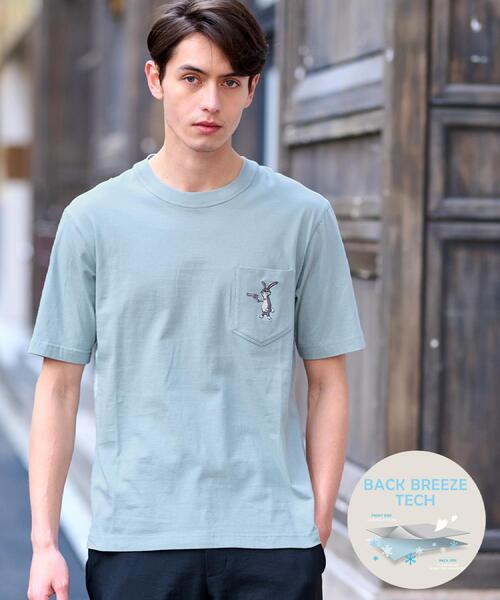 DRESSTERIOR(ドレステリア)の「【接触冷感/UVカット】BACK BREEZE TECH ラビットポケTシャツ(Tシャツ/カットソー・メンズ・ホワイト/グレー/グリーン系/ブラック・92/94/91/90)」の4枚目の写真