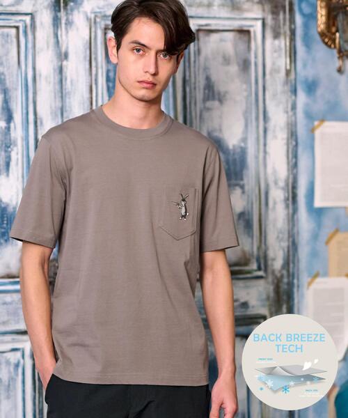 DRESSTERIOR(ドレステリア)の「【接触冷感/UVカット】BACK BREEZE TECH ラビットポケTシャツ(Tシャツ/カットソー・メンズ・ホワイト/グレー/グリーン系/ブラック・92/94/91/90)」の3枚目の写真