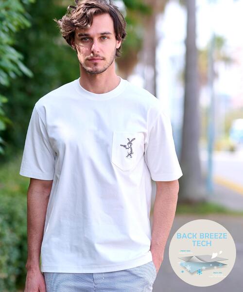 DRESSTERIOR(ドレステリア)の「【接触冷感/UVカット】BACK BREEZE TECH ラビットポケTシャツ(Tシャツ/カットソー・メンズ・ホワイト/グレー/グリーン系/ブラック・92/94/91/90)」の1枚目の写真
