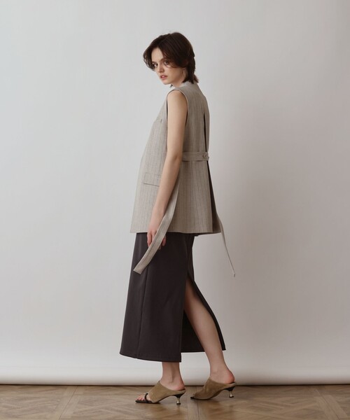 Diagram（ダイアグラム）の「ストライプノーカラージレ（ベスト・レディース・ベージュ/ネイビー・36/38）」の7枚目の写真