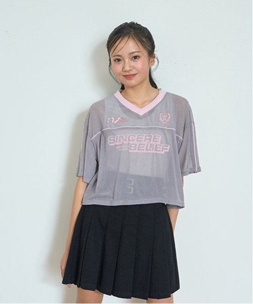 LOVETOXIC（ラブトキシック）の「【LTXC】インナーツキメッシュT（アンサンブル・キッズ・オフホワイト/グレー/ブラック/ネイビー・S:140cm/M:150cm/L:160cm）」の4枚目の写真