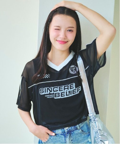 LOVETOXIC（ラブトキシック）の「【LTXC】インナーツキメッシュT（アンサンブル・キッズ・オフホワイト/グレー/ブラック/ネイビー・S:140cm/M:150cm/L:160cm）」の3枚目の写真