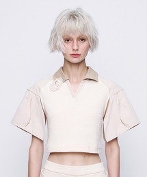 Seivson（セイヴソン）の「【エコバッグ付きセット】Futuristic Ribbed Collar Patchwork Polo Shirt（Tシャツ/カットソー）」