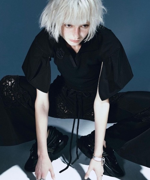 エコバッグ付きセット】Futuristic Ribbed Collar Patchwork