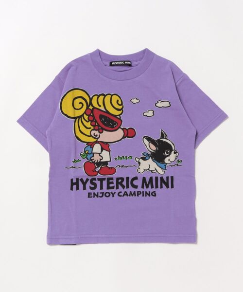 HYSTERIC MINI(ヒステリックミニ)の「Hystericmini CAMP WITH MINI&J 半袖Tシャツ(Tシャツ/カットソー・キッズ・ラベンダー/ホワイト/ブラック・100/110/120)」の3枚目の写真