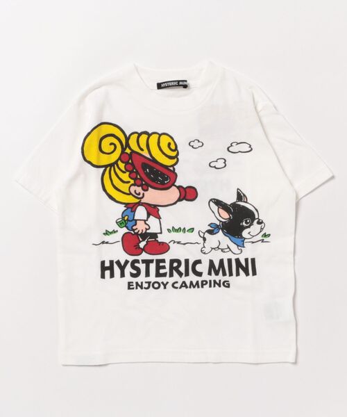 HYSTERIC MINI(ヒステリックミニ)の「Hystericmini CAMP WITH MINI&J 半袖Tシャツ(Tシャツ/カットソー・キッズ・ラベンダー/ホワイト/ブラック・100/110/120)」の1枚目の写真