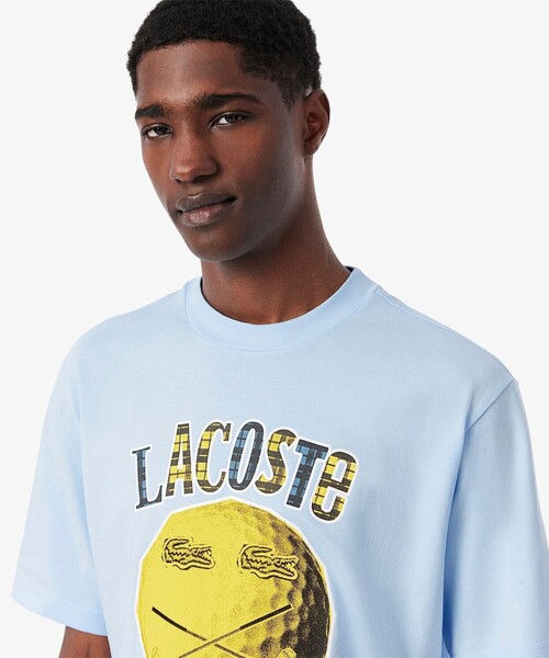 LACOSTE(ラコステ)の「スマイリーボールプリントゴルフTシャツ(Tシャツ/カットソー・メンズ・ライトブルー・4/5/3)」の2枚目の写真