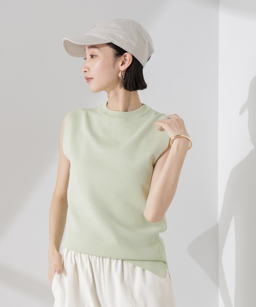 NANO universe（ナノユニバース）の「洗濯機洗い可UVカット接触冷感ノースリーブニット（ニット/セーター・レディース・ブラック/アイボリー/グリーン・FREE）」の3枚目の写真