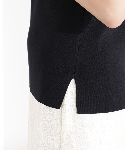 NANO universe（ナノユニバース）の「洗濯機洗い可UVカット接触冷感ノースリーブニット（ニット/セーター・レディース・ブラック/アイボリー/グリーン・FREE）」の5枚目の写真