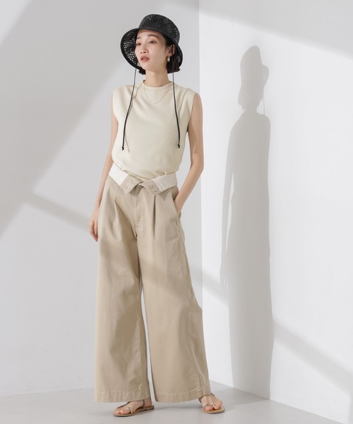 NANO universe（ナノユニバース）の「洗濯機洗い可UVカット接触冷感ノースリーブニット（ニット/セーター・レディース・ブラック/アイボリー/グリーン・FREE）」の22枚目の写真