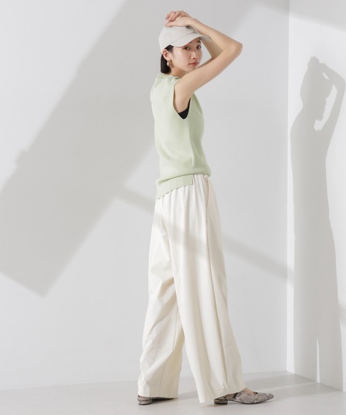 NANO universe（ナノユニバース）の「洗濯機洗い可UVカット接触冷感ノースリーブニット（ニット/セーター・レディース・ブラック/アイボリー/グリーン・FREE）」の14枚目の写真