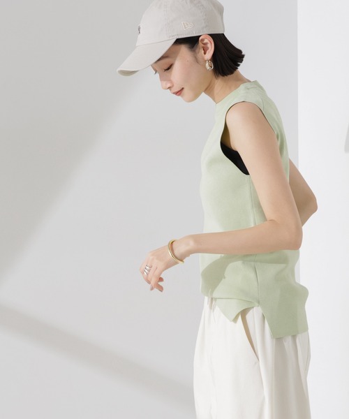 NANO universe（ナノユニバース）の「洗濯機洗い可UVカット接触冷感ノースリーブニット（ニット/セーター・レディース・ブラック/アイボリー/グリーン・FREE）」の18枚目の写真