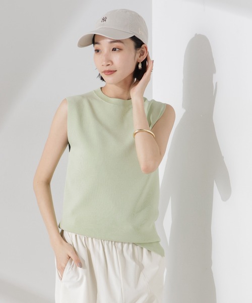 NANO universe（ナノユニバース）の「洗濯機洗い可UVカット接触冷感ノースリーブニット（ニット/セーター・レディース・ブラック/アイボリー/グリーン・FREE）」の17枚目の写真