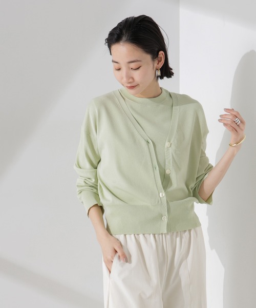 NANO universe（ナノユニバース）の「洗濯機洗い可UVカット接触冷感ノースリーブニット（ニット/セーター・レディース・ブラック/アイボリー/グリーン・FREE）」の12枚目の写真