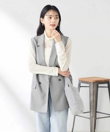 a.v.v（アーヴェヴェ）の「【洗える/ストレッチ/UVカット】麻調ストレッチダブルジレ（ベスト）」