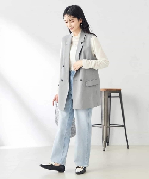 a.v.v(アーヴェヴェ)の「【洗える/ストレッチ/UVカット】麻調ストレッチダブルジレ(ベスト・レディース・グレー/ベージュ/ネイビー・38/40/36)」の16枚目の写真