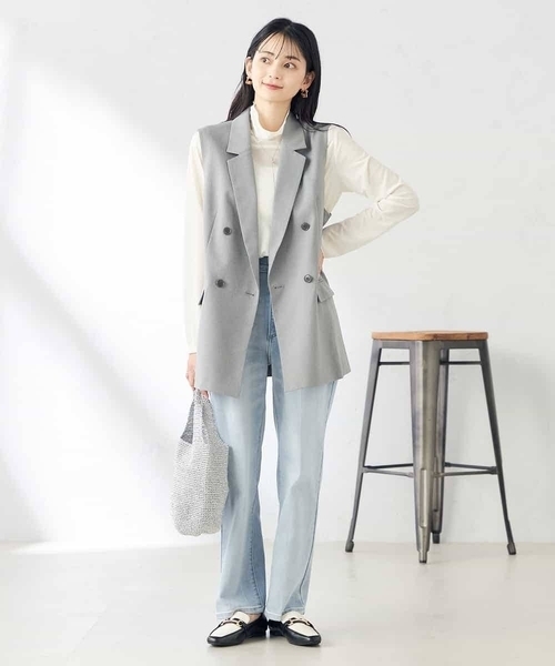 a.v.v(アーヴェヴェ)の「【洗える/ストレッチ/UVカット】麻調ストレッチダブルジレ(ベスト・レディース・グレー/ベージュ/ネイビー・38/40/36)」の15枚目の写真