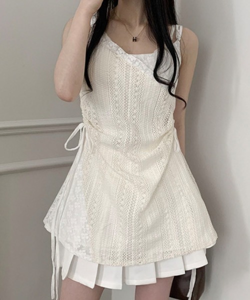 ダークレッドサマーキャミソールアシメワンピース main image 0
