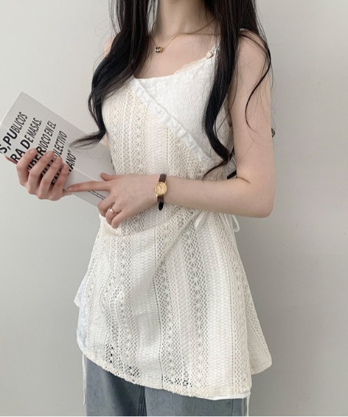 AsRiRe(アスリレイ)の「選べる2丈/レースアシメキャミワンピース(ワンピース・レディース・アイボリー・M/L)」の3枚目の写真