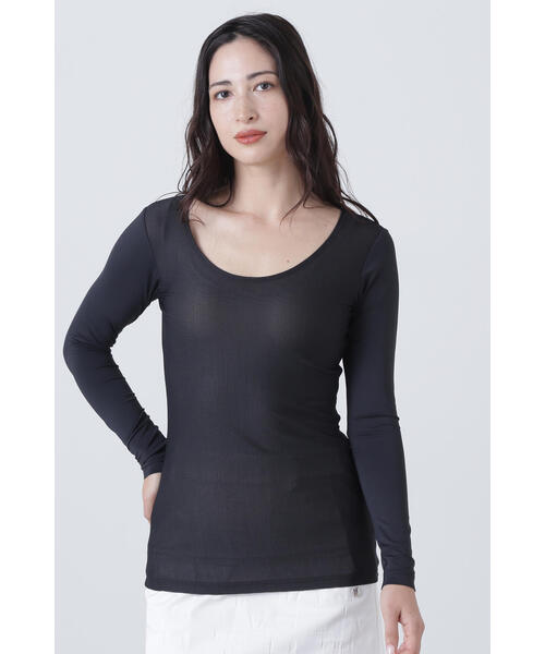 St ANDREWS(セントアンドリュース)の「【St ANDREWS】ツインコットUV×SUNPROFITメッシュ長袖Uネックカットソー (WOMENS)(Tシャツ/カットソー・レディース・ブラック/ホワイト・S/M)」の3枚目の写真