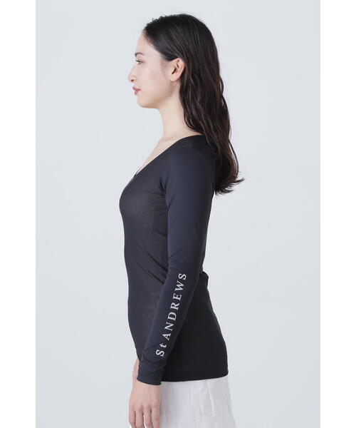 St ANDREWS(セントアンドリュース)の「【St ANDREWS】ツインコットUV×SUNPROFITメッシュ長袖Uネックカットソー (WOMENS)(Tシャツ/カットソー・レディース・ブラック/ホワイト・S/M)」の4枚目の写真