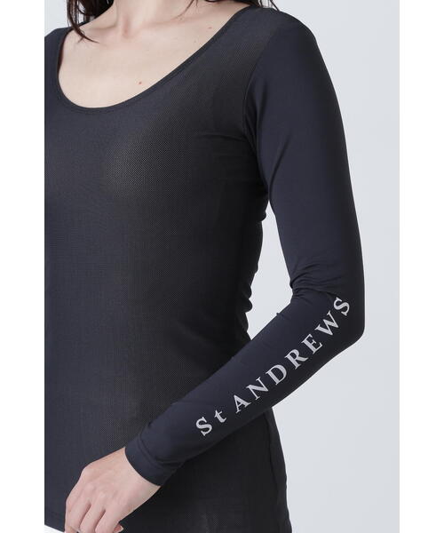 St ANDREWS(セントアンドリュース)の「【St ANDREWS】ツインコットUV×SUNPROFITメッシュ長袖Uネックカットソー (WOMENS)(Tシャツ/カットソー・レディース・ブラック/ホワイト・S/M)」の7枚目の写真