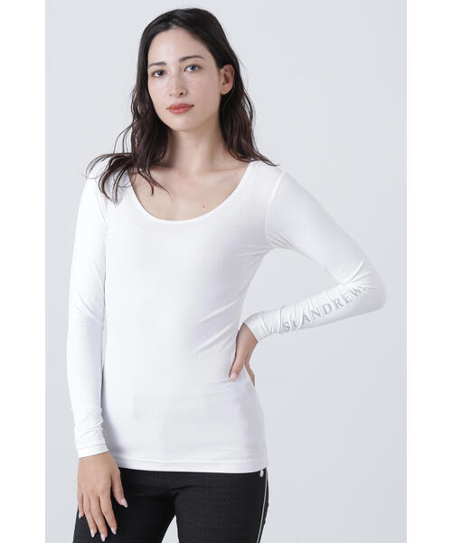 St ANDREWS(セントアンドリュース)の「【St ANDREWS】ツインコットUV×SUNPROFITメッシュ長袖Uネックカットソー (WOMENS)(Tシャツ/カットソー・レディース・ブラック/ホワイト・S/M)」の2枚目の写真