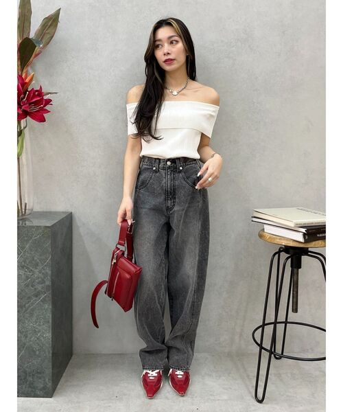 EVRIS(エヴリス)の「バレルワイドデニムパンツ(デニムパンツ・レディース・ブラック/ライトブルー・MEDIUM/SMALL)」の22枚目の写真