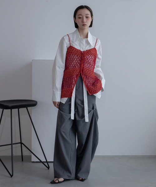 VACANCY（ヴァカンシー）の「透かし編みボーダーキャミソール（キャミソール・レディース・ブラック/オレンジ・FREE）」の15枚目の写真