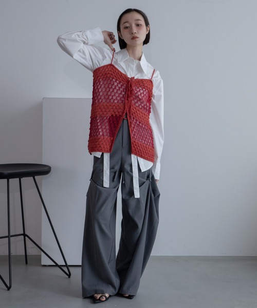 VACANCY（ヴァカンシー）の「透かし編みボーダーキャミソール（キャミソール・レディース・ブラック/オレンジ・FREE）」の14枚目の写真