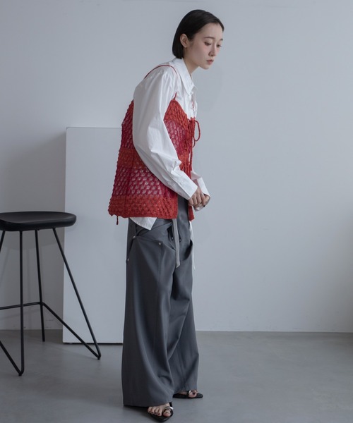 VACANCY（ヴァカンシー）の「透かし編みボーダーキャミソール（キャミソール・レディース・ブラック/オレンジ・FREE）」の13枚目の写真