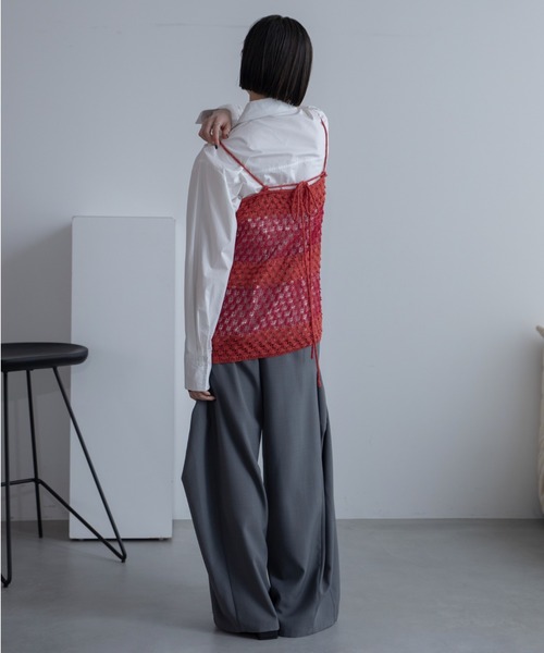 VACANCY（ヴァカンシー）の「透かし編みボーダーキャミソール（キャミソール・レディース・ブラック/オレンジ・FREE）」の12枚目の写真