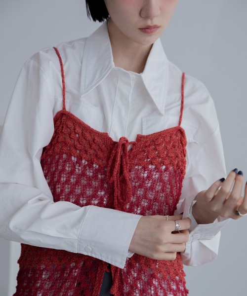 VACANCY（ヴァカンシー）の「透かし編みボーダーキャミソール（キャミソール・レディース・ブラック/オレンジ・FREE）」の21枚目の写真