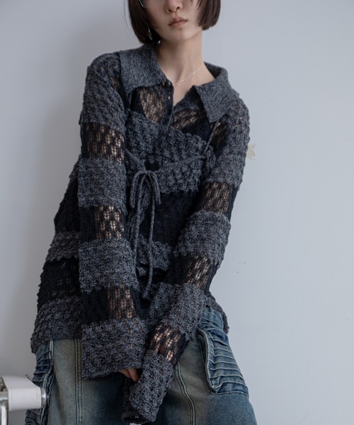 VACANCY（ヴァカンシー）の「透かし編みボーダーキャミソール（キャミソール・レディース・ブラック/オレンジ・FREE）」の11枚目の写真