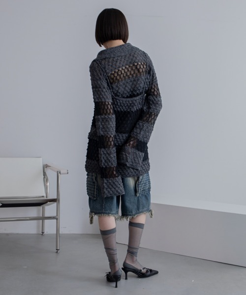 VACANCY（ヴァカンシー）の「透かし編みボーダーキャミソール（キャミソール・レディース・ブラック/オレンジ・FREE）」の6枚目の写真