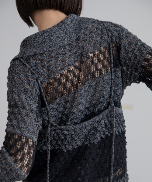 VACANCY（ヴァカンシー）の「透かし編みボーダーキャミソール（キャミソール・レディース・ブラック/オレンジ・FREE）」の9枚目の写真