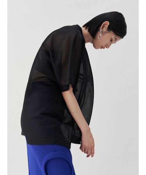 S286/美品 UN3D. シアープリーツカットソー シースルー 36 S 黒 UN3D.（アンスリード）の「シアープリーツトップ（Tシャツ