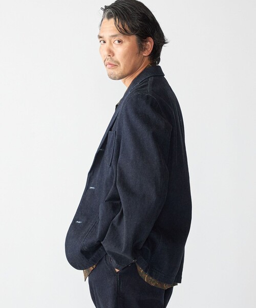 SHIPS(シップス)の「Southwick: Gate Label デニム イージー ブレザー(テーラードジャケット・メンズ・ネイビー/ライトブルー・SMALL/LARGE/MEDIUM/X-LARGE)」の3枚目の写真