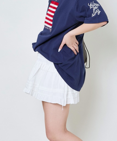 GORGE（ゴージ）の「《ふんわりフリル×ドビーコットン》レディース ミニスカパン 美脚見え 春夏秋（スカート・レディース・オフホワイト/ブラック・F）」の4枚目の写真