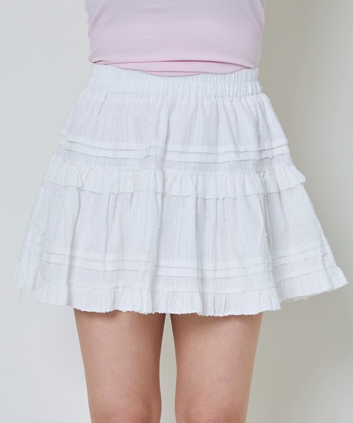 GORGE（ゴージ）の「《ふんわりフリル×ドビーコットン》レディース ミニスカパン 美脚見え 春夏秋（スカート・レディース・オフホワイト/ブラック・F）」の13枚目の写真