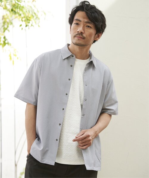 ikka(イッカ)の「【吸水速乾】イージーケア半袖シャウター(シャツ/ブラウス・メンズ・ブルー/ネイビー/ベージュ・M/L/XL/S)」の4枚目の写真