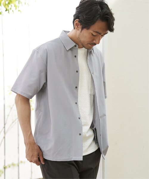 ikka(イッカ)の「【吸水速乾】イージーケア半袖シャウター(シャツ/ブラウス・メンズ・ブルー/ネイビー/ベージュ・M/L/XL/S)」の5枚目の写真