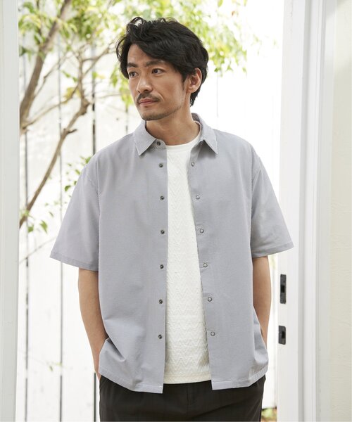ikka(イッカ)の「【吸水速乾】イージーケア半袖シャウター(シャツ/ブラウス・メンズ・ブルー/ネイビー/ベージュ・M/L/XL/S)」の6枚目の写真