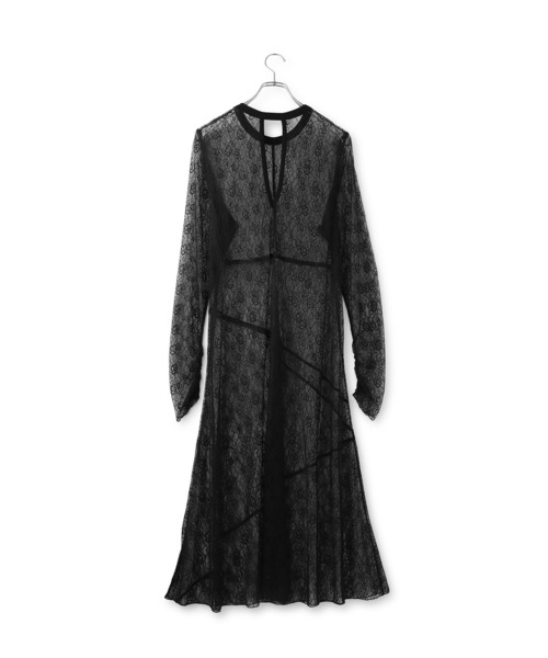 【新品未使用】アダムエロペ　レースワンピース　セレモニー　黒　ブラック　結婚式 新品未使用】アダムエロペ レースワンピース セレモニー 黒