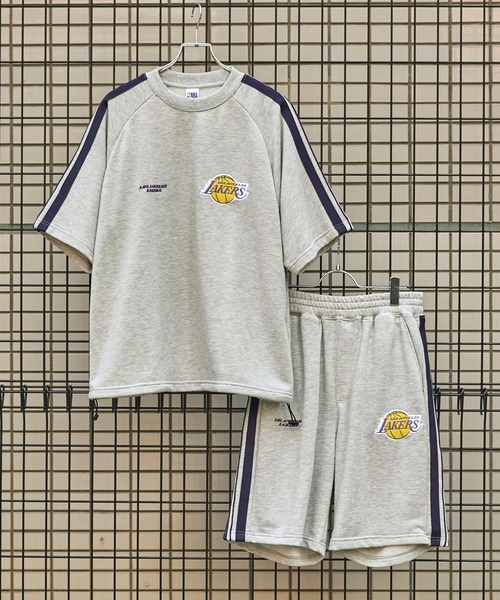 NBA（エヌビーエー）の「NBA/エヌビーエー 別注 セットアップ チームロゴ刺繍 サイドライン ビッグシルエット ドロスト半袖プルオーバースウェット＆ショートパンツ（セットアップ・メンズ・ダークブラウン/ダークネイビー/オートミール/スミクロ/ブラック/アイボリー系・M/L/XL）」の9枚目の写真