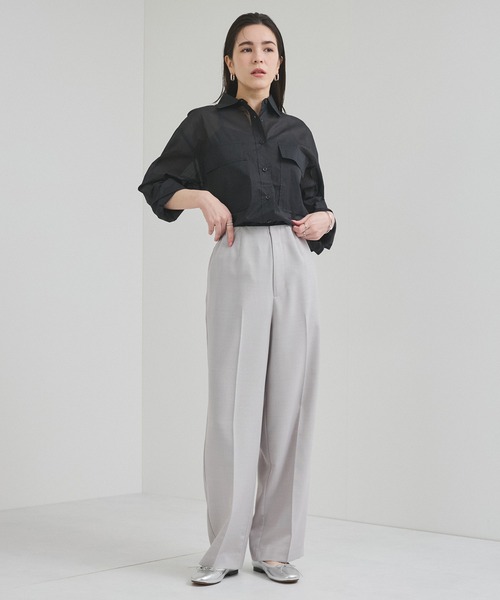 le cercle ADAM ET ROPE'(ルセルクルアダムエロペ)の「コットンオーガンジーシャツ(シャツ/ブラウス・レディース・ブラック/ブラウン/ターコイズブルー/キナリ・FREE)」の5枚目の写真
