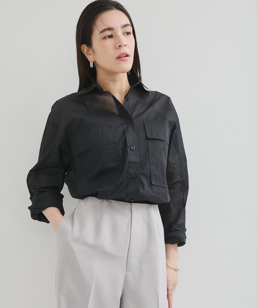 le cercle ADAM ET ROPE'(ルセルクルアダムエロペ)の「コットンオーガンジーシャツ(シャツ/ブラウス・レディース・ブラック/ブラウン/ターコイズブルー/キナリ・FREE)」の12枚目の写真