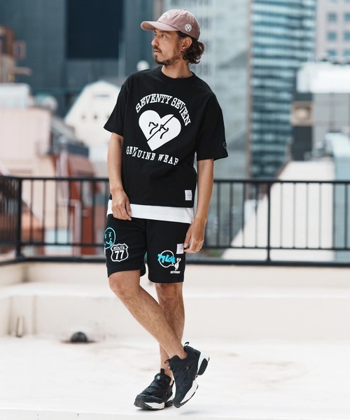 seventy seven(セブンティセブン)の「mt9665-middle onz over size S-S t-shirts(heartGW) Tシャツ(Tシャツ/カットソー・メンズ・ホワイト/スモークピンク/ブラック/グレイッシュブルー・S/M/L/XL)」の20枚目の写真